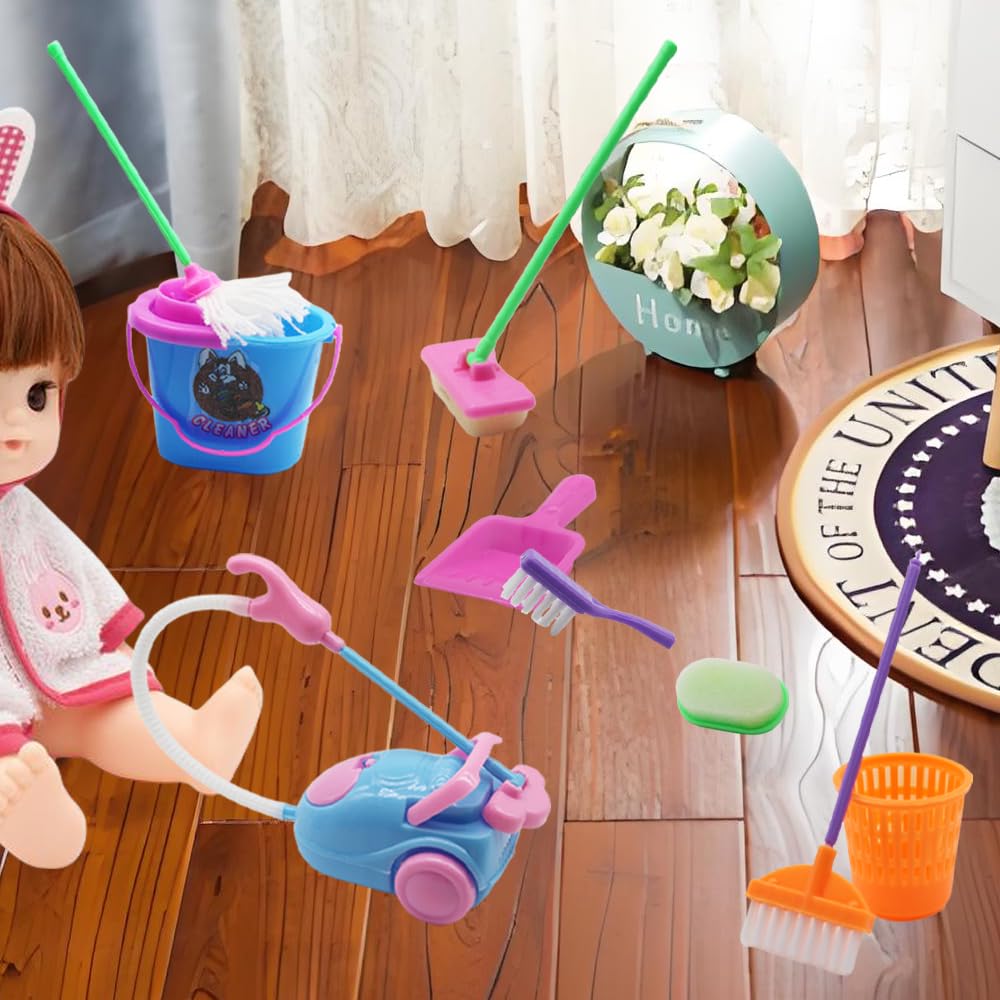 Doll House Accessories And Furniture Set, Miniature Bucket Doll Housework Cleaning Supplies Mini Dollhouse Accessories Dollhouse