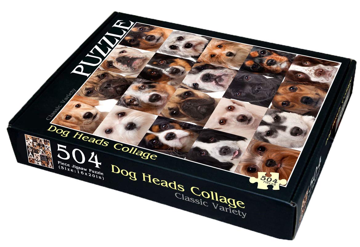 CVPuzzles Dog Heads Collage Jigsaw Puzzle - 504 Pieces, Cardboard, 16" x 20", Model 5558312
