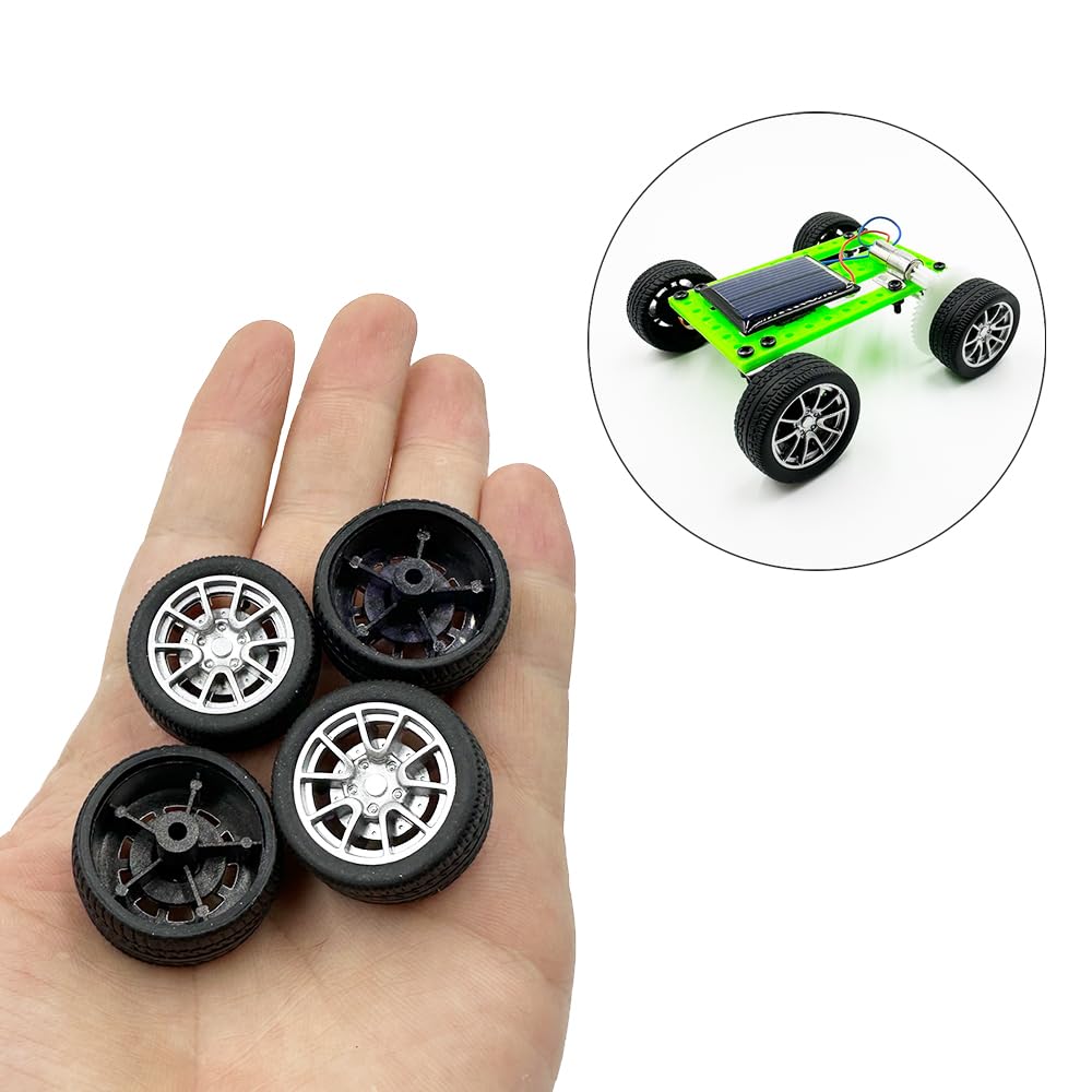 10PCS Toy Car Wheels 28mm Rubber Tire Wheels with Metal Shaft for RC Car Truck DIY Model Toy Wheel Replacement Accessories (2.5x