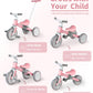 aiwo 5in1 Tricycle for Toddlers 1-3, Toddler Balance Bike for 1 to 4 Year Old Kids Boys Girls First Gift, Ride-on Toys Toddler B