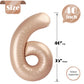 Light Brown 6 Balloon, Tan Number Balloons 40 Inch, 6Th Balloons For Beige Birthday Decorations, Sandy Brown And Black Party Sup