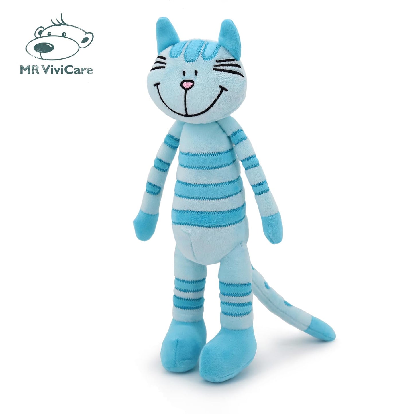 Mr Vivicare 13'' Blue Huggable Standing Cat Stuffed Animals Plush Toy,Stuffed Cat Plush Toys For Girls,Cat Toys For Kids,Great G