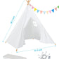 Wilwolfer 6 Pack Kids Teepee Tent Bulk With Light And Inflatable Airbed, Natural Cotton Toddler Play Tent For Girls Boys Indoor