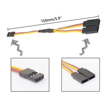 Rowiz 15cm RC Servo 1 to 2 Y Cables Male to Female Extension Lead Wire Cable for KK MWC Eagle Control Board Pack of 5 Set