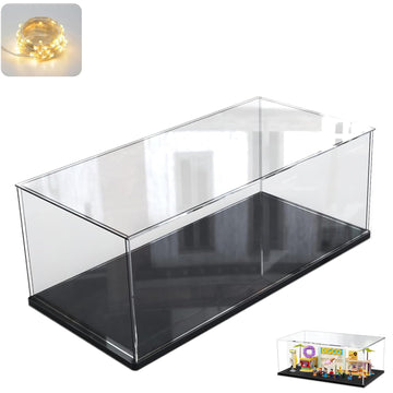 Thickened Clear Acrylic Display Case For Bts Lego 21339 Collectibles, Assemble Box Dustproof Protection With Black Wood-Plastic