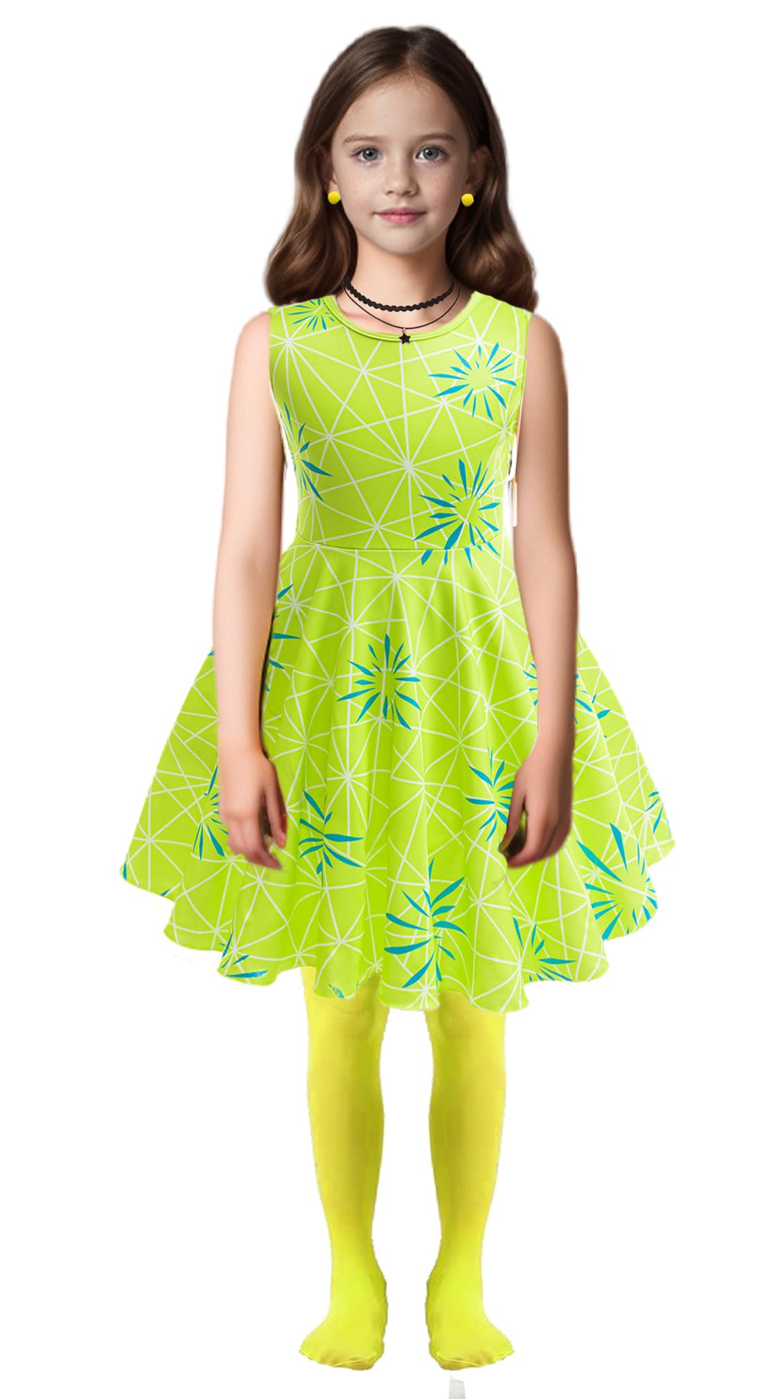 GFTYBCST Girls Disgust Costume Green Cosplay Cartoon Joy Costume Princess Dress up for Kid Halloween Birthday Christmas Party Gi