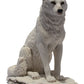 7.75 Inch Wolf Sitting In Snow Decorative Statue Figurine, White