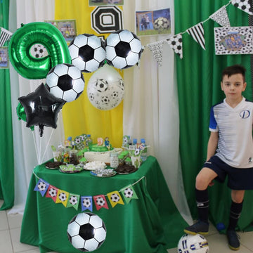 Toniful 32 Inch Soccer Balloons Set 9St Birthday Decoration Green Number 9 Foil Soccer Balloon Black Star Balloons For Children'