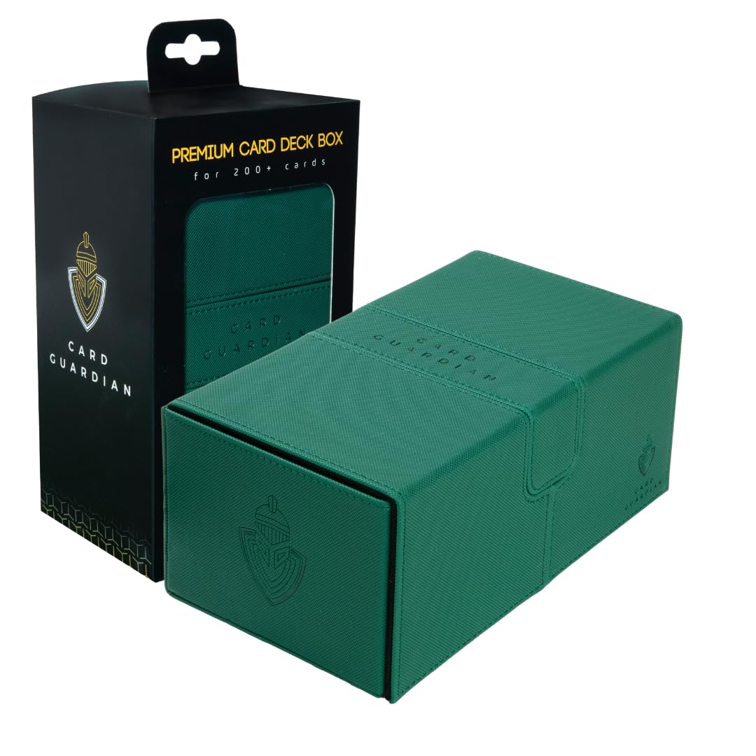 Card Guardian - Premium Double Deck Box (Green) For 200+ Cards Trading Card Games Tcg Perfect For Magic The Gathering (Mtg), Commander Deck, Yugioh Deck Box, Sports Card Storage Boxes