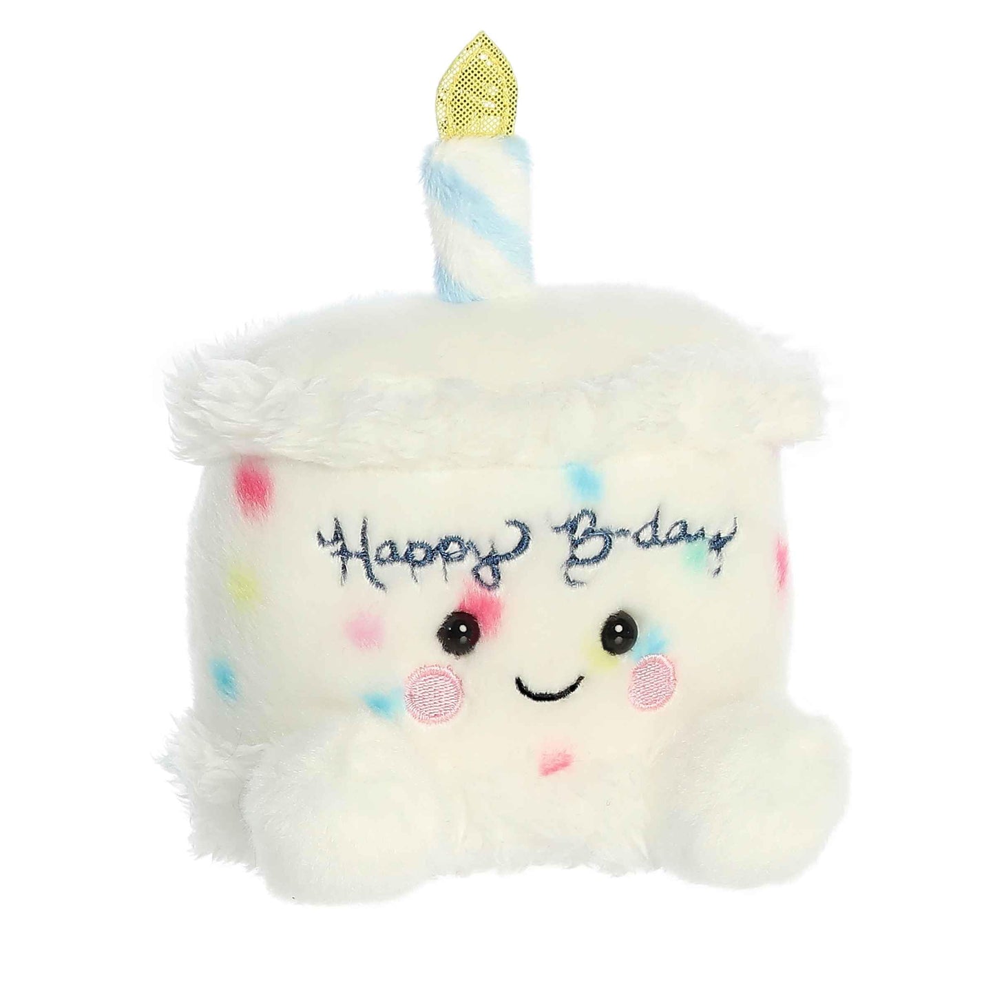 Aurora® Happy B'day Cake Stuffed Animal - Pocket-Sized 5" White Polyester Plush - Model 33902