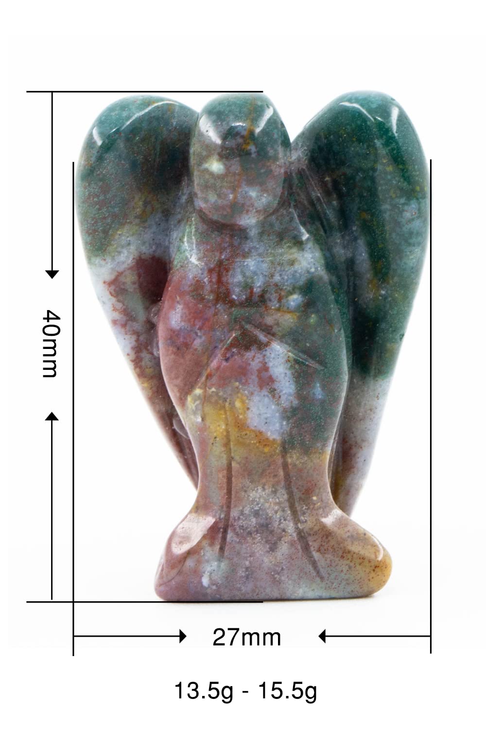 Ouubuuy Indian Agate Crystal Angel Figurines Statues 4 pcs Natural Gemstone Carved Pocket Guardian Angel 1.5 inch for Healing Re