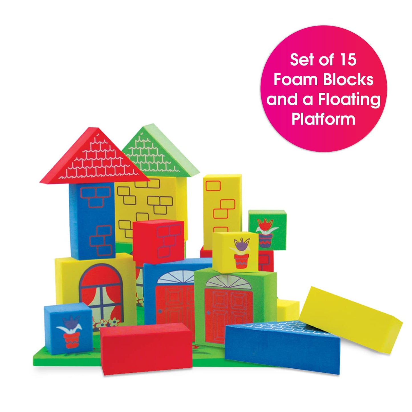 Edushape Floating Blocks - Bath Construction Foam Blocks - Baby Bath Foam Toys Set - Early Child Development Educational Learnin