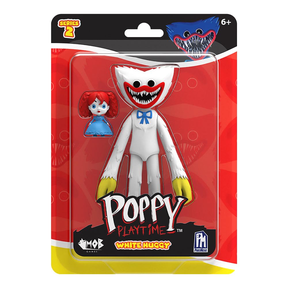 Poppy Playtime - White Huggy Wuggy Action Figure (5  Tall Posable Figure  Series 2)-Like New