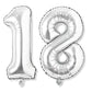 Flyloons 18 Number Silver Foil Balloon 16 Inch Size Birthday Decoration Items Pack Of 2 | 18Th Year Balloons | Eighteen