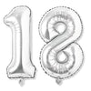 Flyloons 18 Number Silver Foil Balloon 16 Inch Size Birthday Decoration Items Pack Of 2 | 18Th Year Balloons | Eighteen