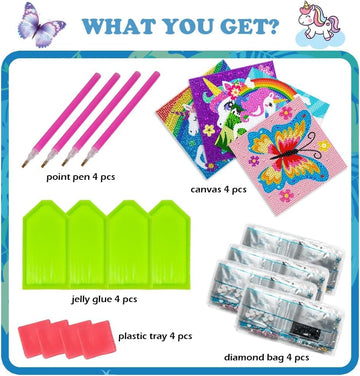 Qeuoyss 5D Diamond Art Kits For Kids Beginners Easy Kits Arts And Crafts For Kids Ages 8-12 Diamond Art Craft Set For Home Wall