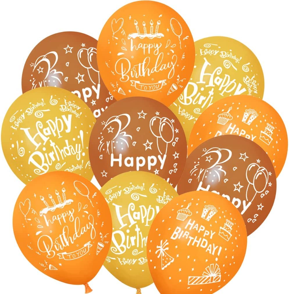 Taihebb Orange Birthday Balloons, 50 Pcs Letter Print Balloons For Girls, Birthday Party Decoration, Suitable For Baby Shower