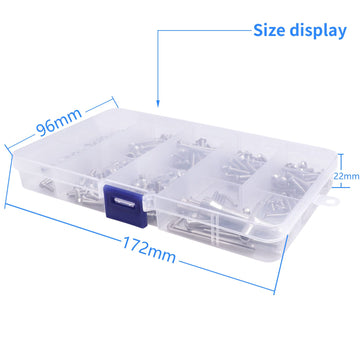 Allinrc 286Pcs Rc Screw Kit M2.5 M3 M4 Hex Screws Washers Lock Nuts Body Clips Wheel Pins Cross Wrench Hardware Fastener For 1/1
