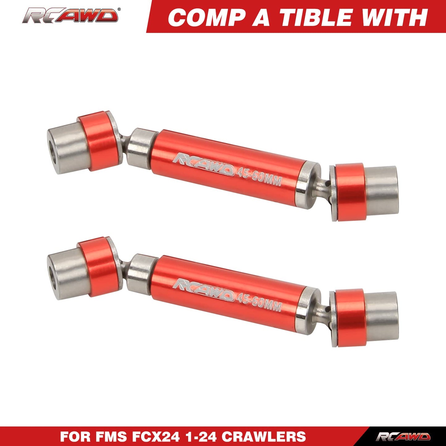 RCAWD for FMS FCX24 1/24 Upgrades CVD Front & Rear Center Drive Shaft, 45-60mm Axle Parts Blue