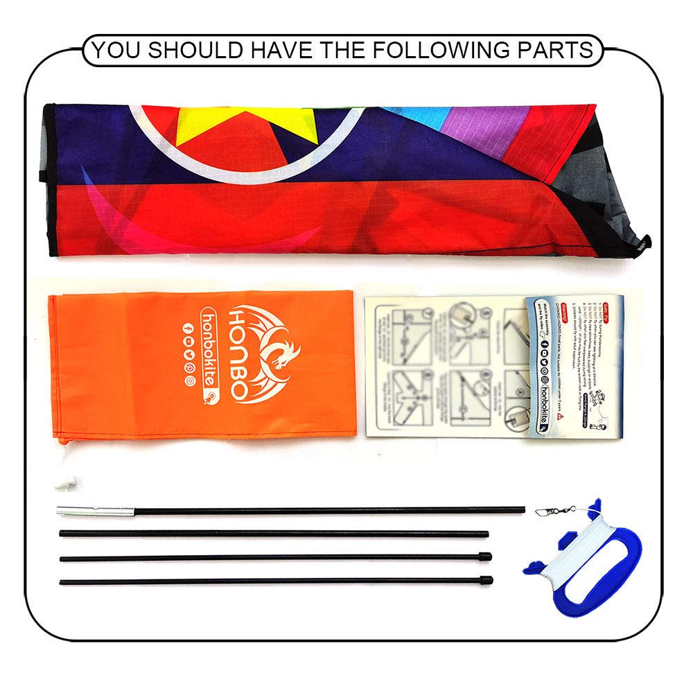 Honbo 58' Fighter Plane Kites For Kids Easy To Fly, Kite For Adults, With Kite Reel And 200Ft String, Beginner Kite For Beach Trip