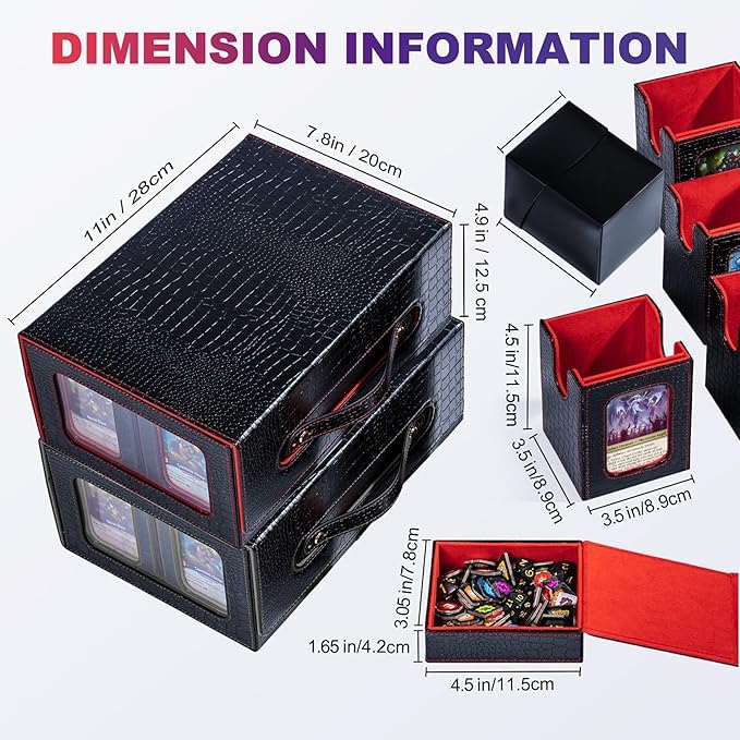 ArtBoutiq Commander Deck Box for MTG  6-Deck Modular Card Case with Dice Tray Holds 600+ Double-sleeved Cards  Removable Trading Cards Storage Box with 35PT Magnetic Card Holders for TCG  Black Blue