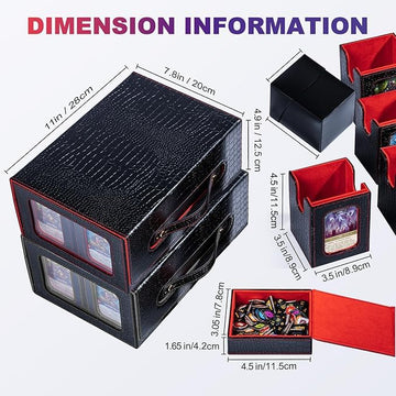 ArtBoutiq Commander Deck Box for MTG  6-Deck Modular Card Case with Dice Tray Holds 600+ Double-sleeved Cards  Removable Trading Cards Storage Box with 35PT Magnetic Card Holders for TCG  Black Blue