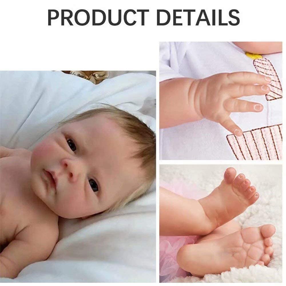ZTDOLL Reborn Baby Dolls Boy 18 Inch Opened Eyes, Full Vinyl Body Poseable Real Life Baby and Weightd Body, Handmade Realistic B