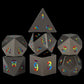 Csitorwwe Rainbow Numbers Dnd Metal Dice,7Pcs Heavy Metal Dice Set,Polyhedral D&D Dice With Gift Case For Dungeons And Dragon Rp
