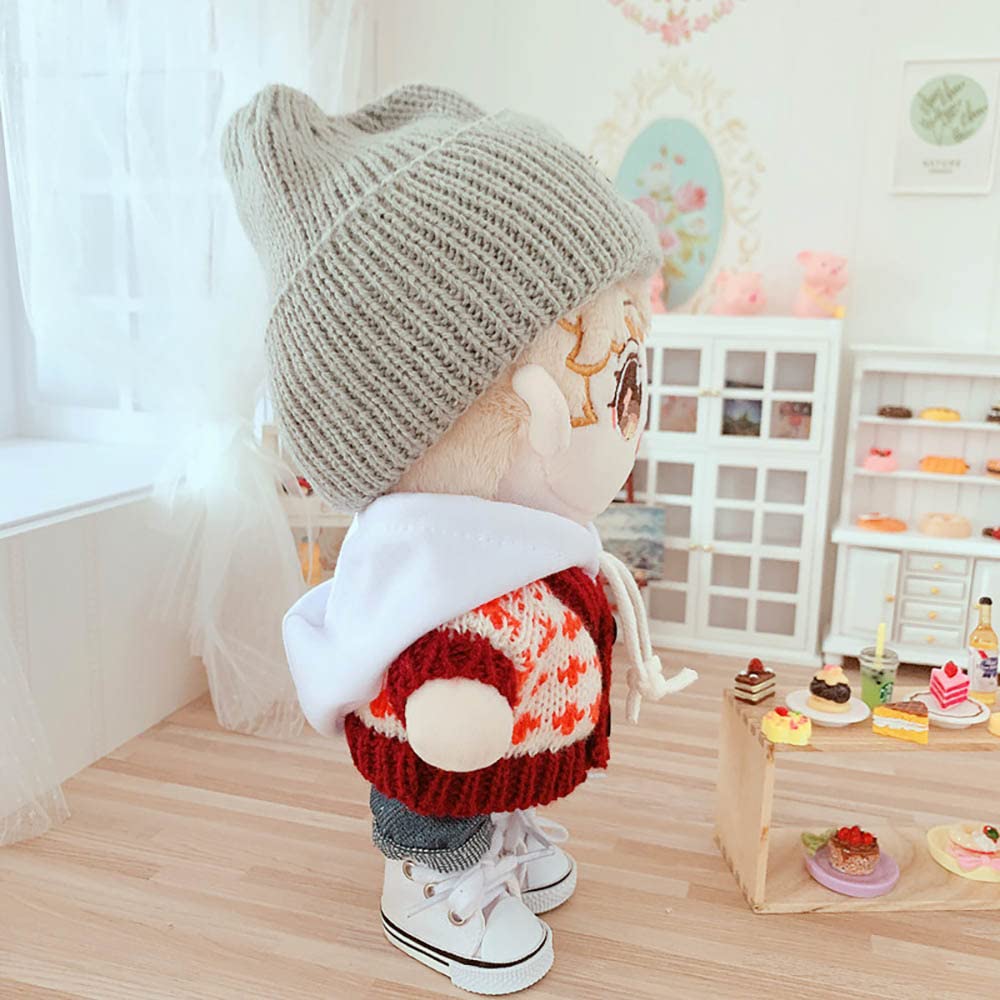 Niannyyhouse Sweater Suit 4-Piece Set Dress Up Hat Jeans Hoodie 7.8In(20Cm) Plush Doll Clothes Accessories