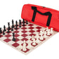 Deluxe Chess Set Combination - Single Weighted - By Us Chess Federation (Neon Red)