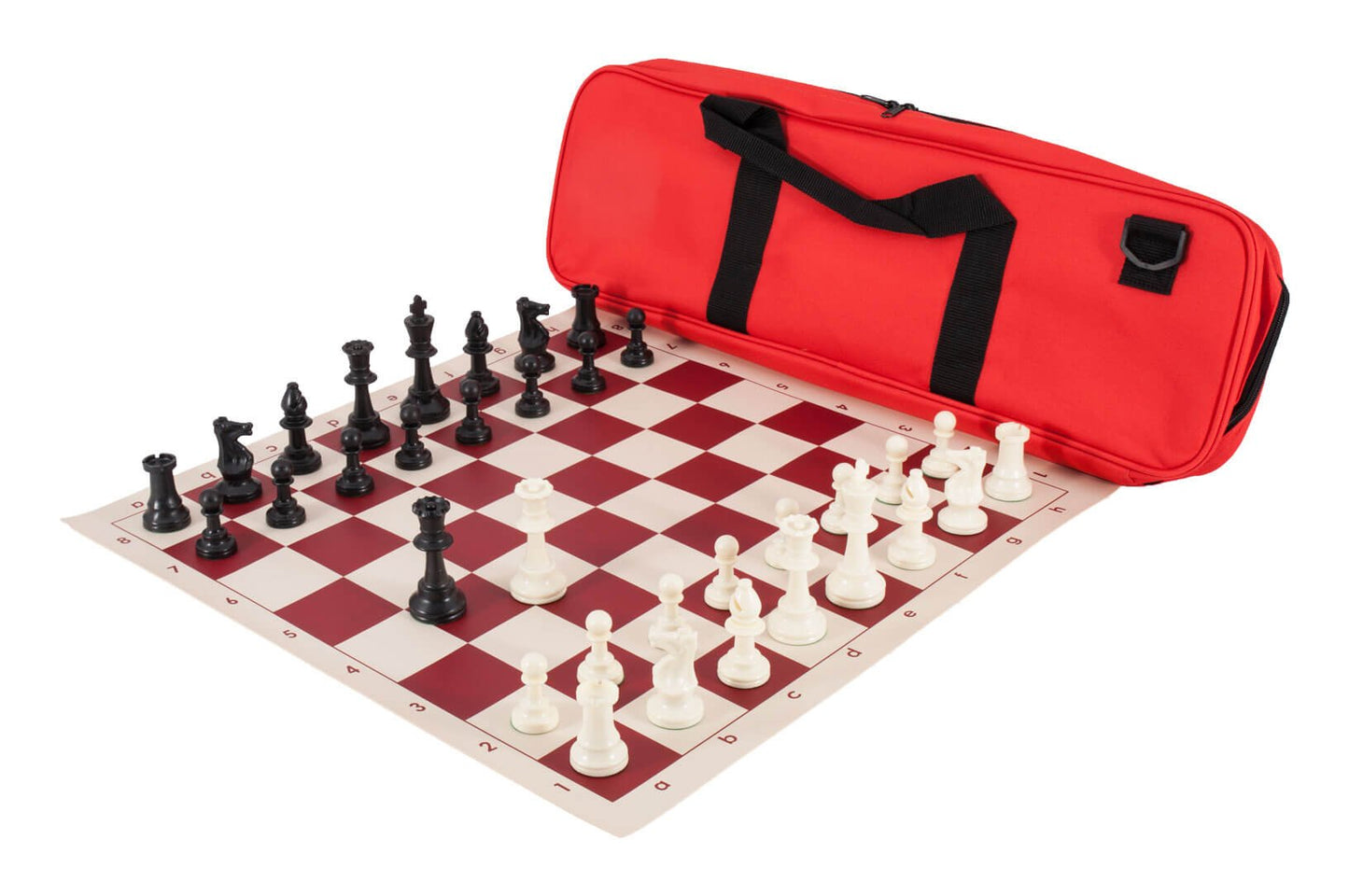 Deluxe Chess Set Combination - Single Weighted - By Us Chess Federation (Neon Red)