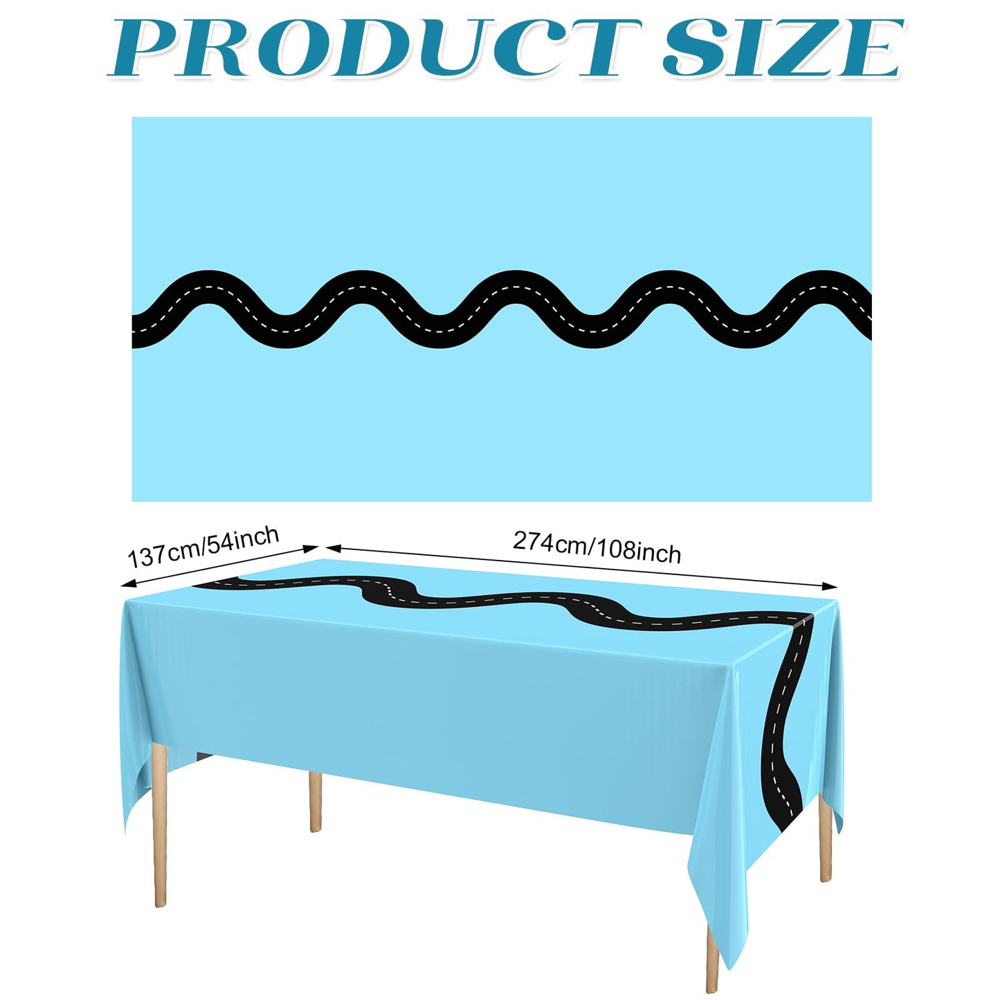 Irenare 3 Pcs Racing Table Cloths Car Birthday Party Supplies 54 x 108 Inch Racetrack Table Runner Covers Disposable Rectangular