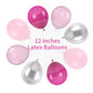 Pink And Silver Balloons, 12 Inch Hot Pink Pastel Pink Latex Balloon Metallic Chrome Silver Helium Balloons For Girls Women Brid