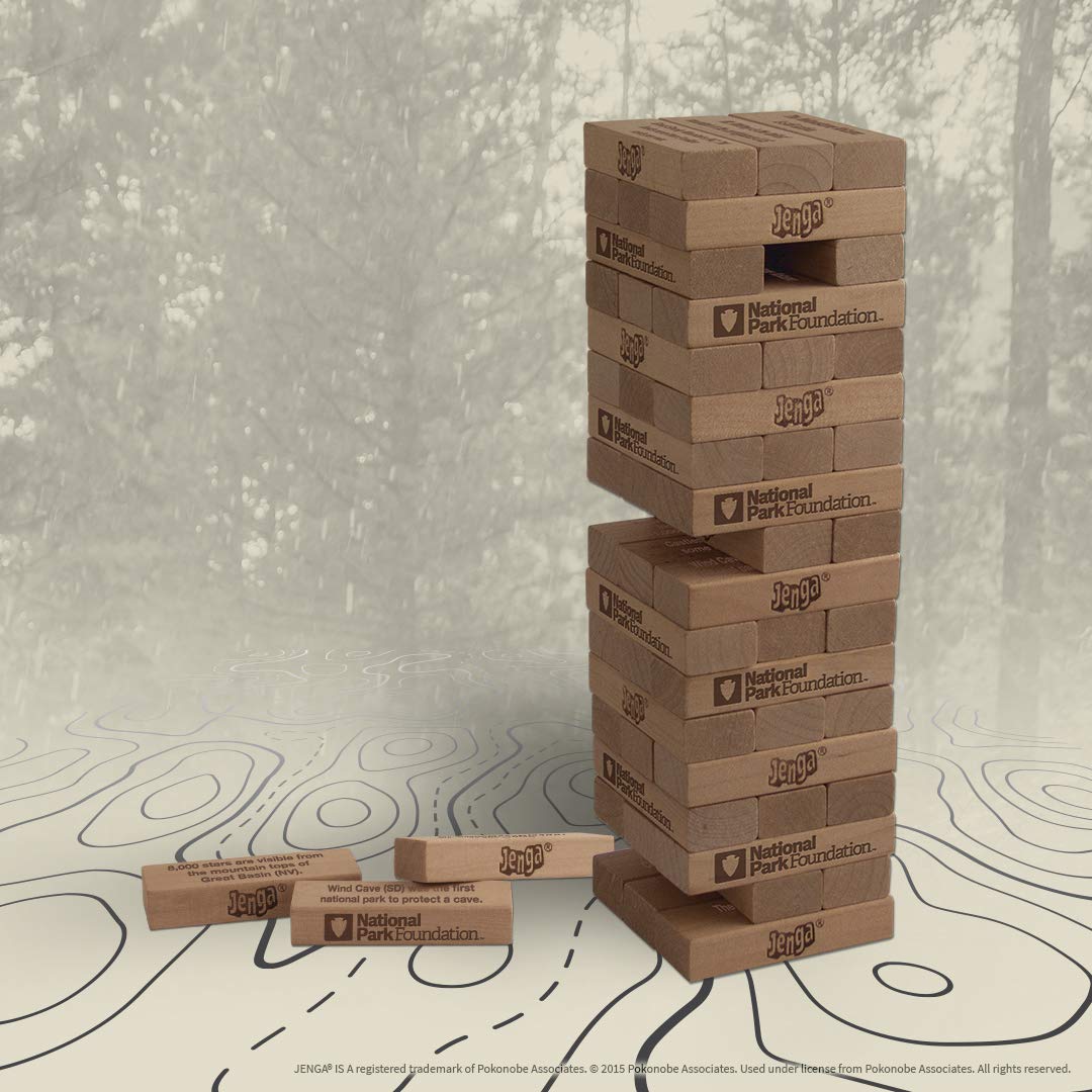 Usaopoly Jenga National Parks | Classic Jenga Wooden Block Game With A National Parks Theme | Perfect Travel Game For Families |