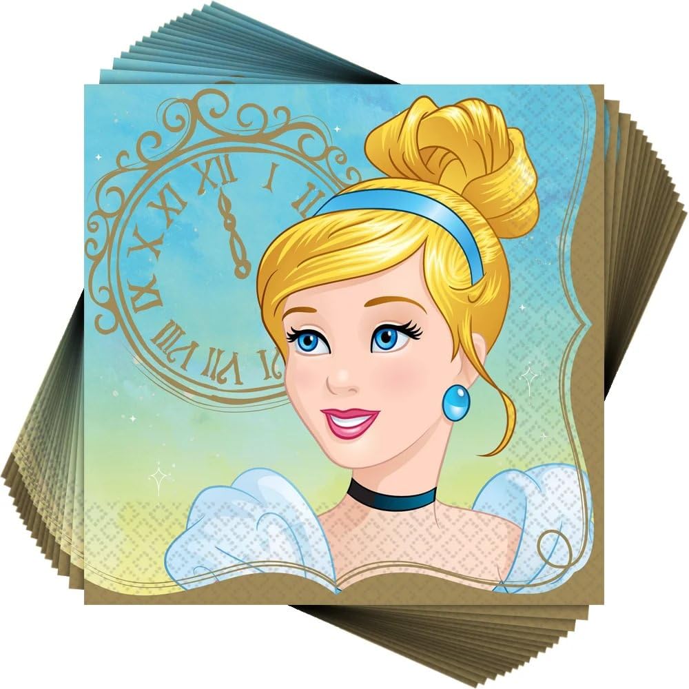 Disney Princess Luncheon Napkins, 6.5' (16-Pack) - Deluxe Party Napkins, Perfect For Themed Parties And Celebrations, Cinderella