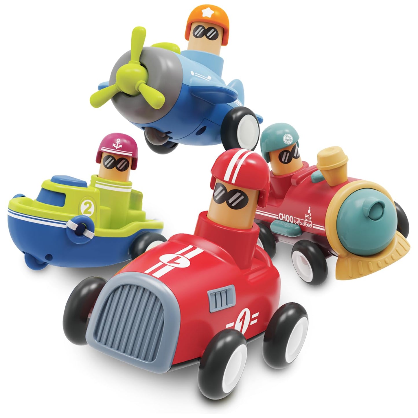 LiKee Toy Cars for Toddlers 1 2 3 4 Years Old Boy Girl, 4 Pcs Pull Back Cars for 18+ Months Baby Infant Gift, Kids Trucks Push a