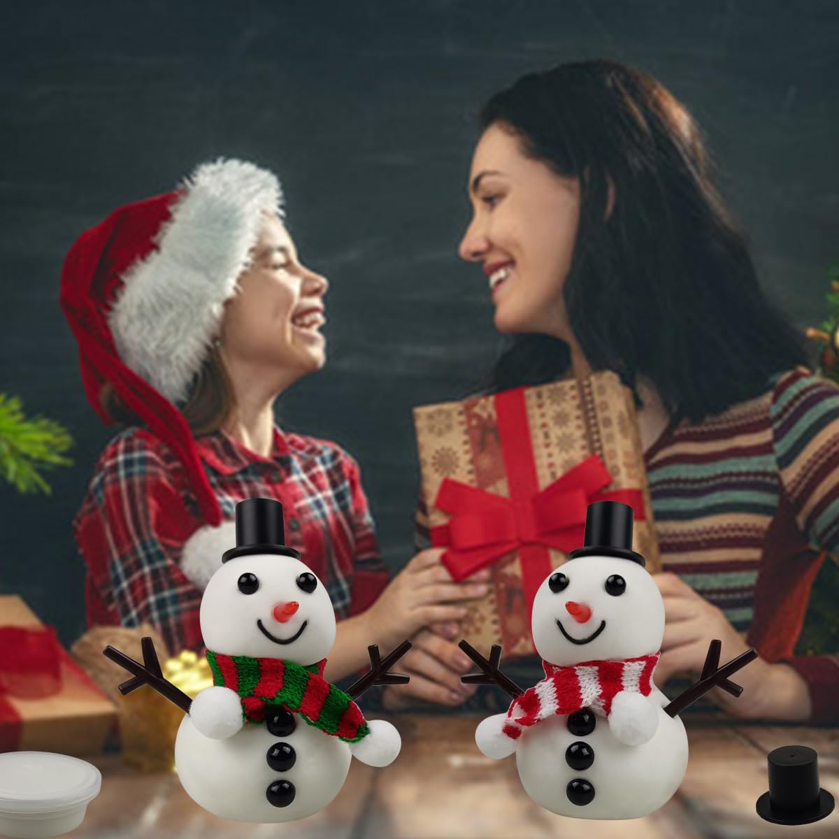 QINGQIU DIY Your Own Snowman Kit Molding Clay Build a Snowman Crafts Toy for Kids Boys Girls Christmas Stocking Stuffers Gifts