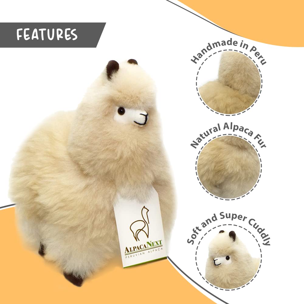 AlpacaNext Llama Stuffed Animal - 9 inch. Cute  Soft and Cuddly Alpaca Plush Toy Handcrafted on Real Alpaka Natural Fur (9 inches  Brown)