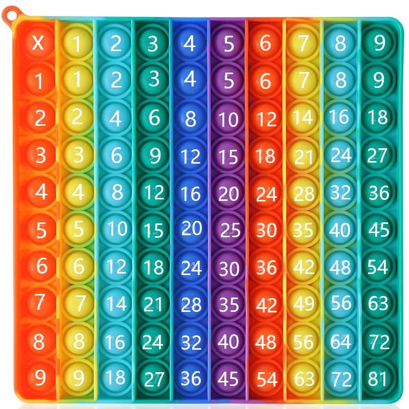 Multiplication Flash Cards 9X9 Multiplication Table Game Toy, Push Pop Bubble Mathematical Operations, Mental Arithmetic And Fidget Sensory Toy.Stress Reliever Anxiety ,Multiplication Game