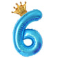 40 Inch Light Blue Number 6 And Mini Crown Balloon For 6Th Birthday Party Decorations, Light Blue Birthday Party Balloons Decora
