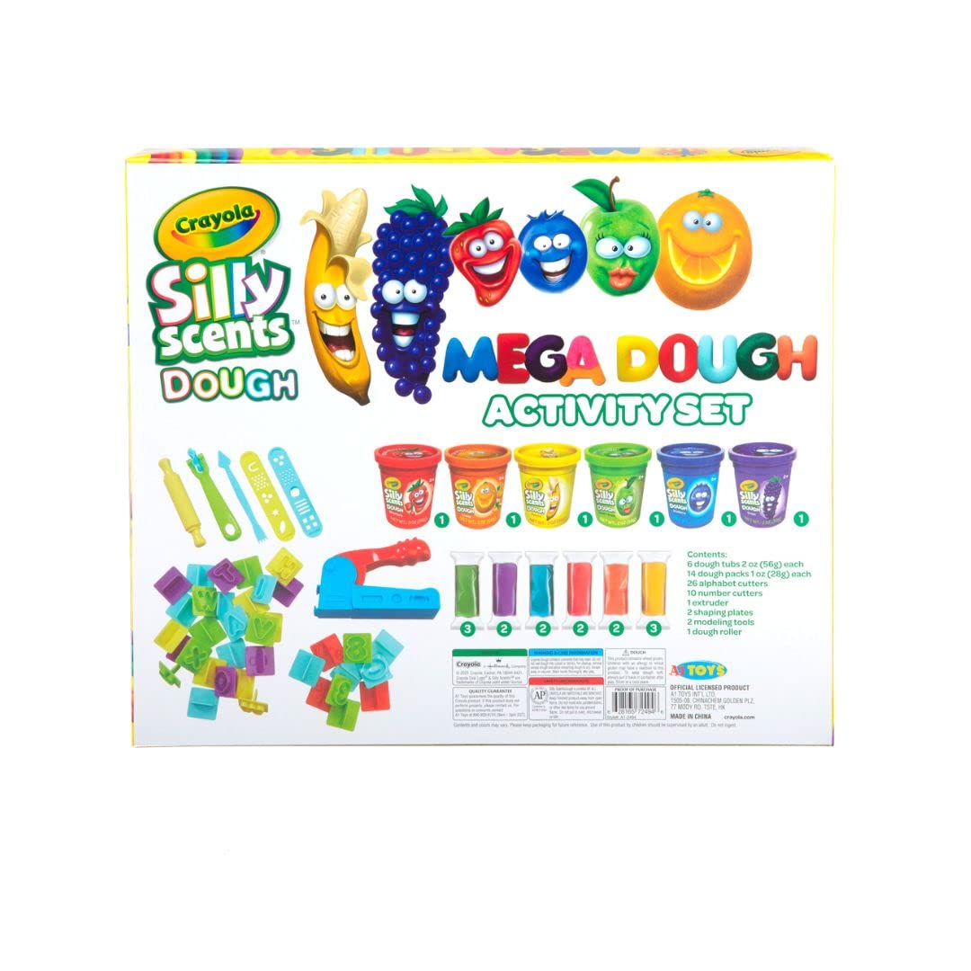 Crayola Playdough Mega Activity Set - Silly Scents | 50 Pieces-20 Scented Dough Packs, 30 Kids Play Dough Tools | Alphabet, Lett