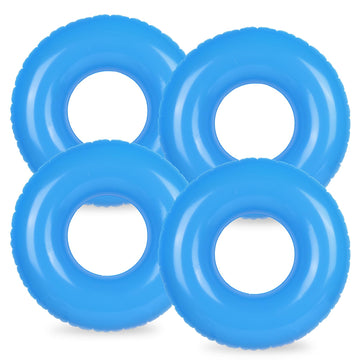 Whaline 4Pcs Blue Inflatable Pool Float Toy Swim Tube Ring Pool Tube for Teen Boy Girl Outdoor Summer Swimming Pool Beach Party Favor Supplies
