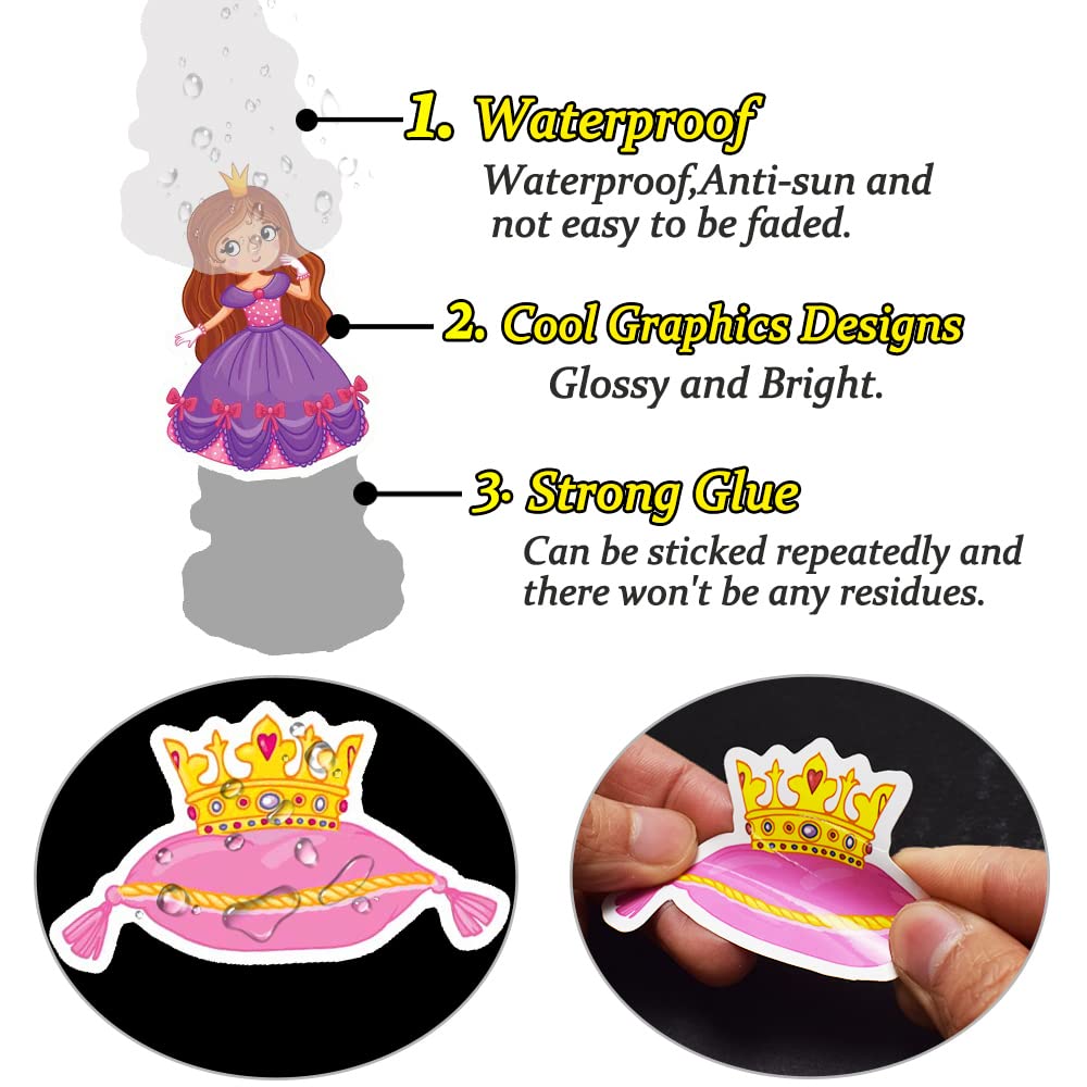 Qtl 70Pcs Cute Princess Stickers For Girls Kids Stickers For Water Bottles Fairy Tale Princess Stickers For Party Supplies Water