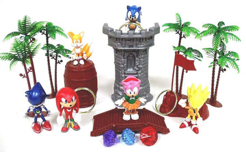 Sonic 18 Piece Play Set Featuring Random Sonic Figures And Accessories - May Include Super Sonic, Amy Rose, Miles, Tails Prower,