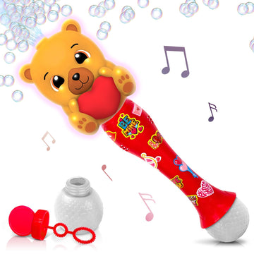 Artcreativity Light Up Valentine'S Day Bubble Wand For Toddlers, Heart Bubble Toy With Lights, Music, & Batteries, Valentines Day Gifts For Kids, Valentines Day Party Favors For Ages 3 4 5 6