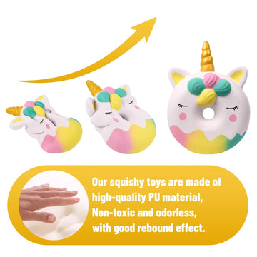 Anboor 13 Inches Squishies Jumbo Unicorn Donut Kawaii Soft Slow Rising Scented Giant Doughnut Squishies Stress Relief Kid Toys (White)