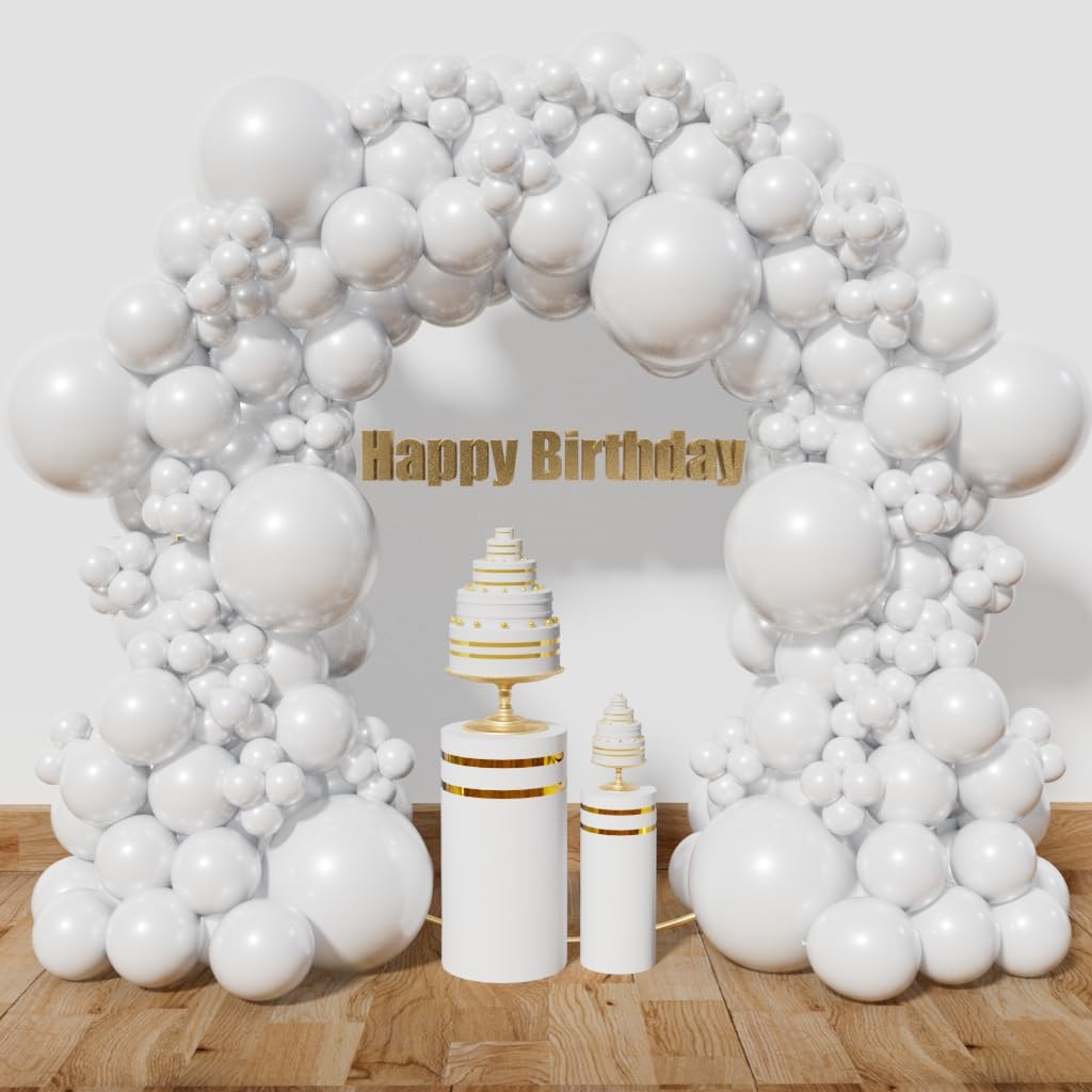 Kawkalsh White Balloon Arch Kit 111Pcs 18 12 5 Inch Latex Party Balloons Garland For Birthday Baby Shower Wedding Engagement Ann