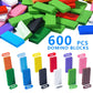 OBTANIM 600 Pcs Colorful Wooden Domino Blocks Set - Educational Stacking Games for Kids, Multicolor