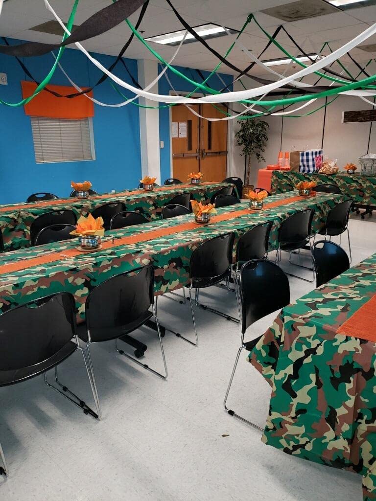 Oojami Pack of 4 Camouflage Plastic Tablecover Camo Tablecloth - 54 x 108