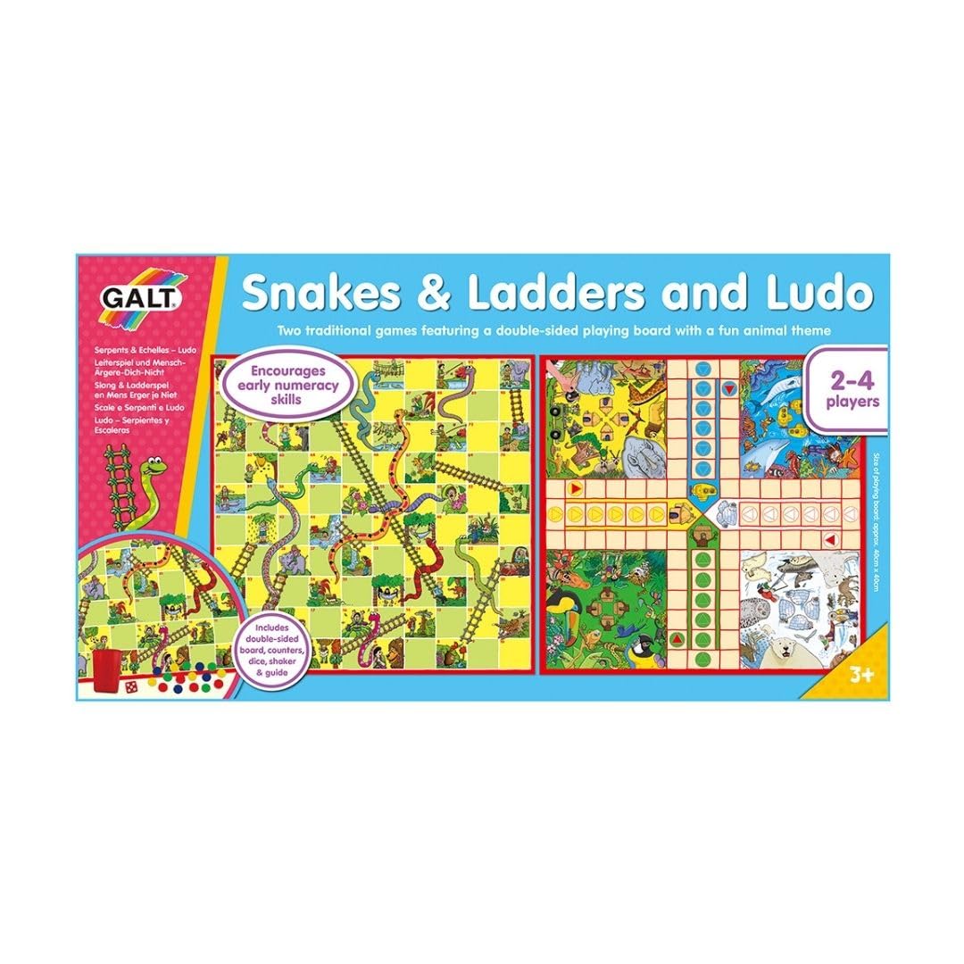 Galt Toys, Snakes & Ladders And Ludo, Classic Family Board Game, Ages 3 Years Plus, 2-4 Players